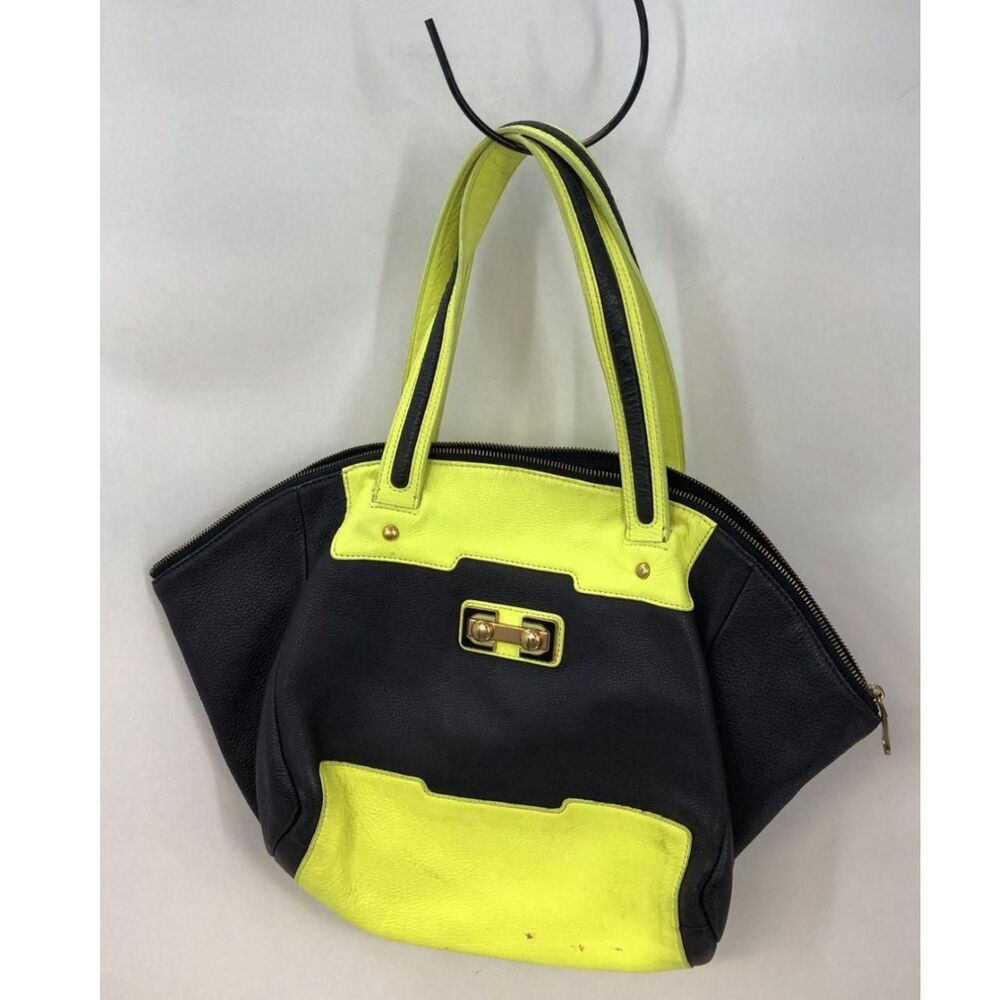 VTG Marc by Marc Jacobs Large Totally Turnlock Navy Yellow Shoulder Bag